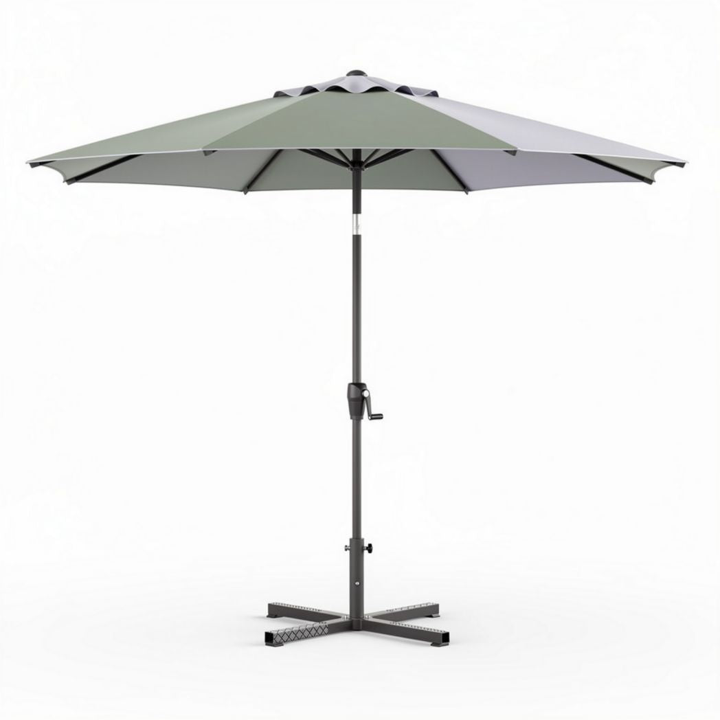 ombrellone da giardino in alluminio 250 x 250 x 250cm colore grigio e verde