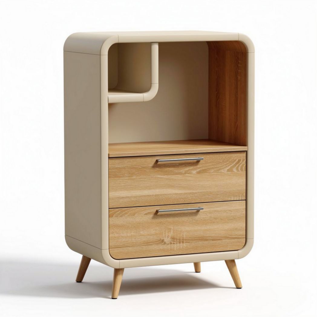 Mobiletto con due cassetti e ripiano in legno colorato 60 x 40 x 90cm