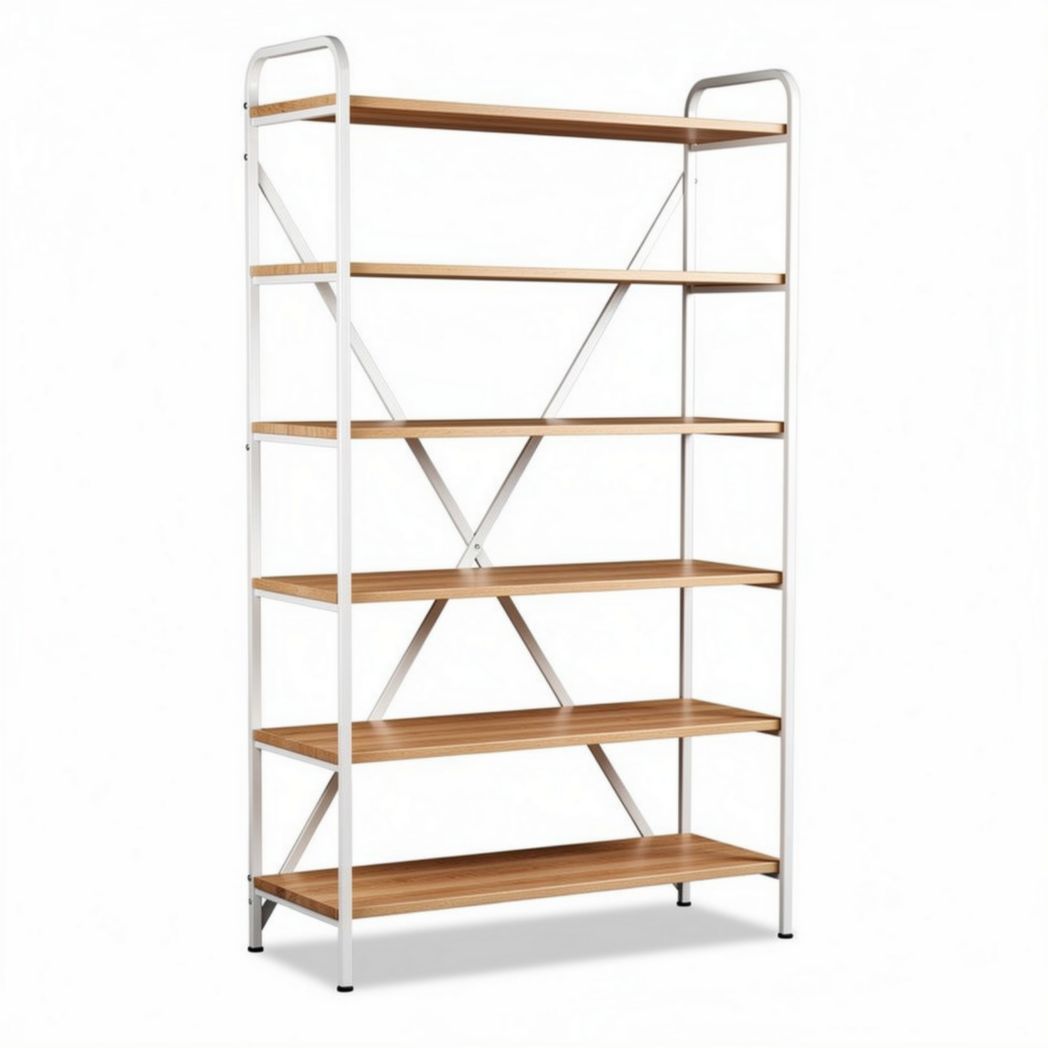 Scaffale in metallo e legno 80 x 30 x 150cm per home office e soggiorno