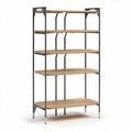 Scaffale in metallo nero con ripiani in legno 120 x 50 x 180cm