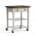 Carrello da cucina con piano in legno e struttura in metallo 70 x 50 x 90cm