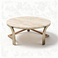 Tavolino da caffè rotondo in marmo e legno 80 x 80 x 30cm