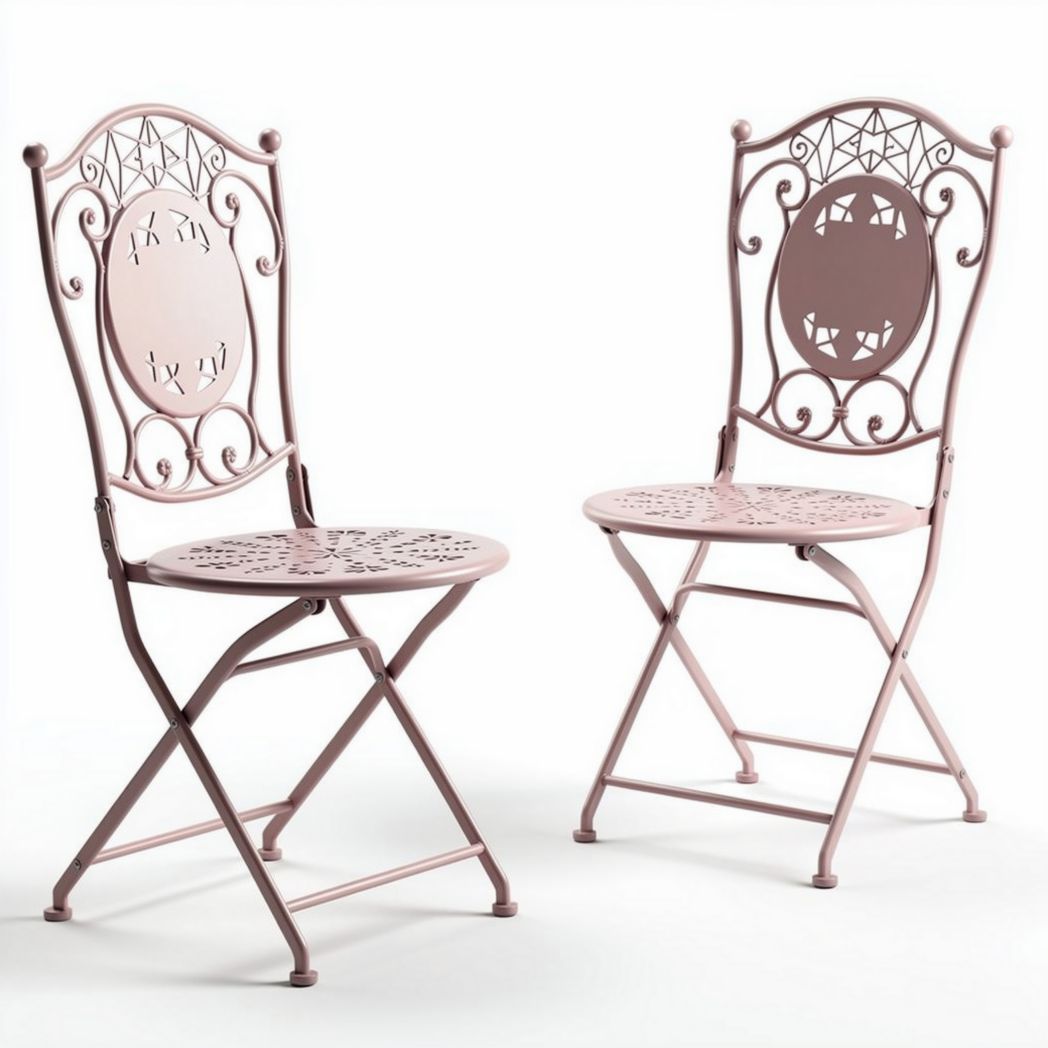 Sedia pieghevole in metallo rosa per uso interno ed esterno 45 x 45 x 85cm