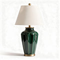 Lampada in ceramica verde con paralume bianco 30 x 30 x 60cm